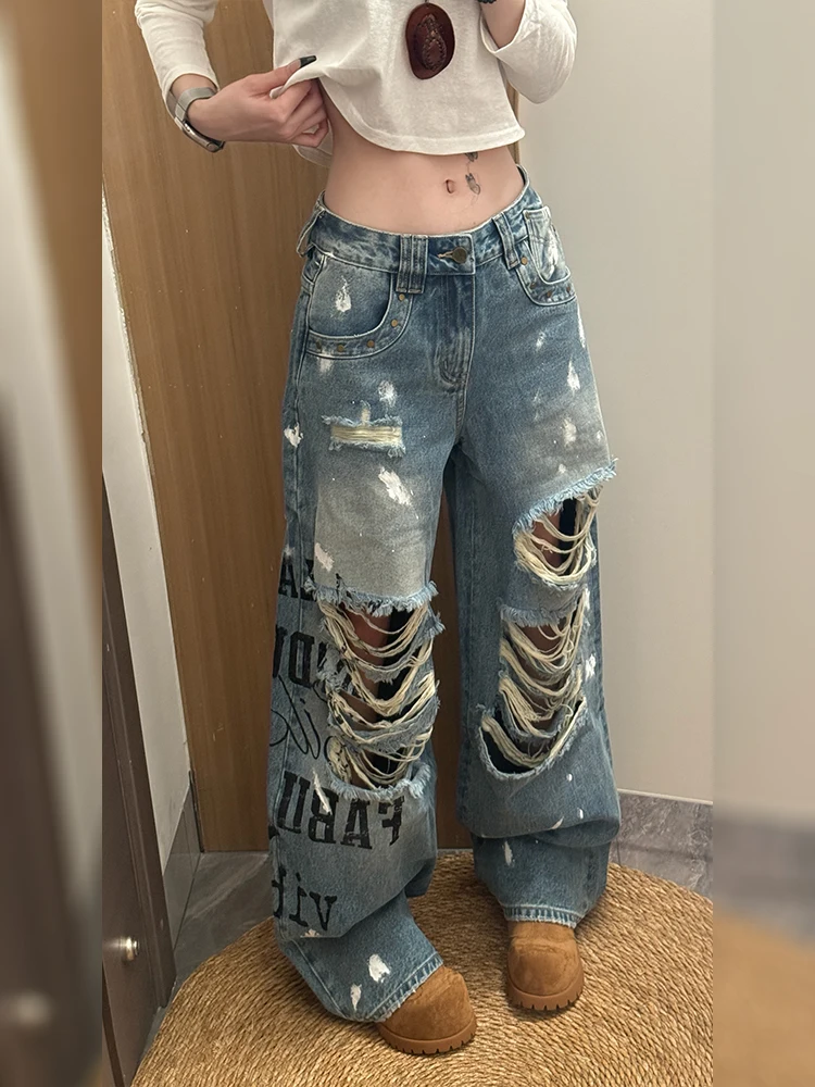 American High Street Design Sense Ripped Printed Jeans Women Summer New Style Spicy Girl Vintage Dyeing Long Pants
American High Street Design Sense Ripped Printed Jeans Women Summer New Style Spicy Girl Vintage Dyeing Long Pants