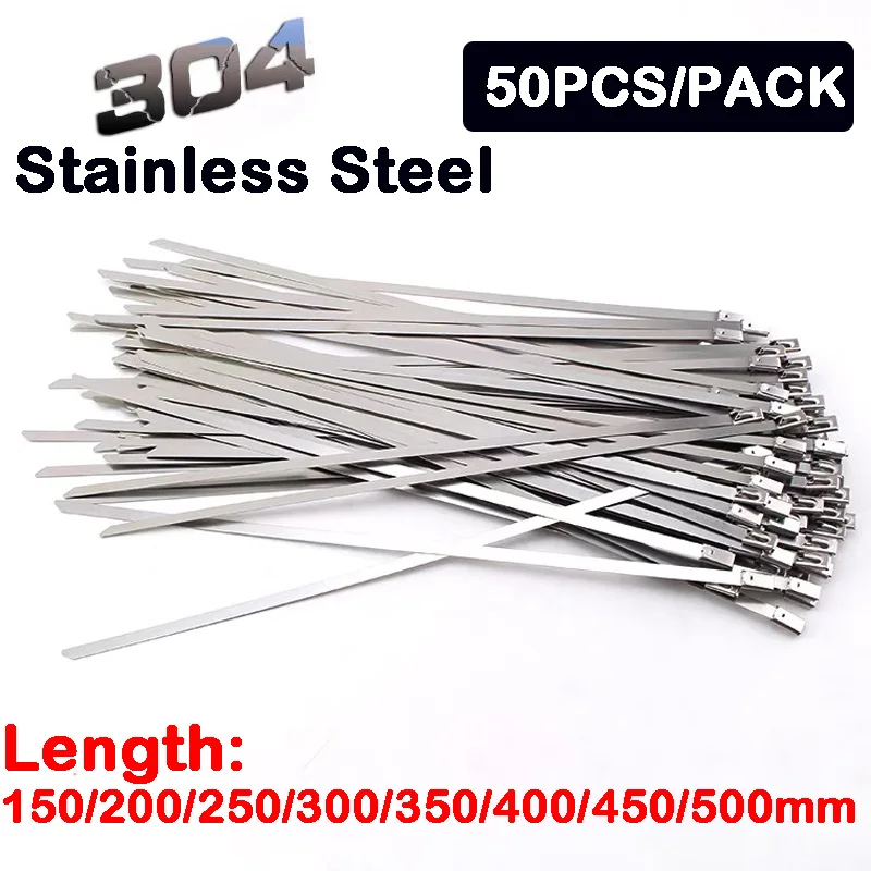 50PCS Width 7.9mm Stainless Steel Metal Cable Ties Length 150-500mm Exhaust Wrap Coated Wires Locking Cable Ties Multi-Purpose
50PCS Width 7.9mm Stainless Steel Metal Cable Ties Length 150-500mm Exhaust Wrap Coated Wires Locking Cable Ties Multi-Purpose