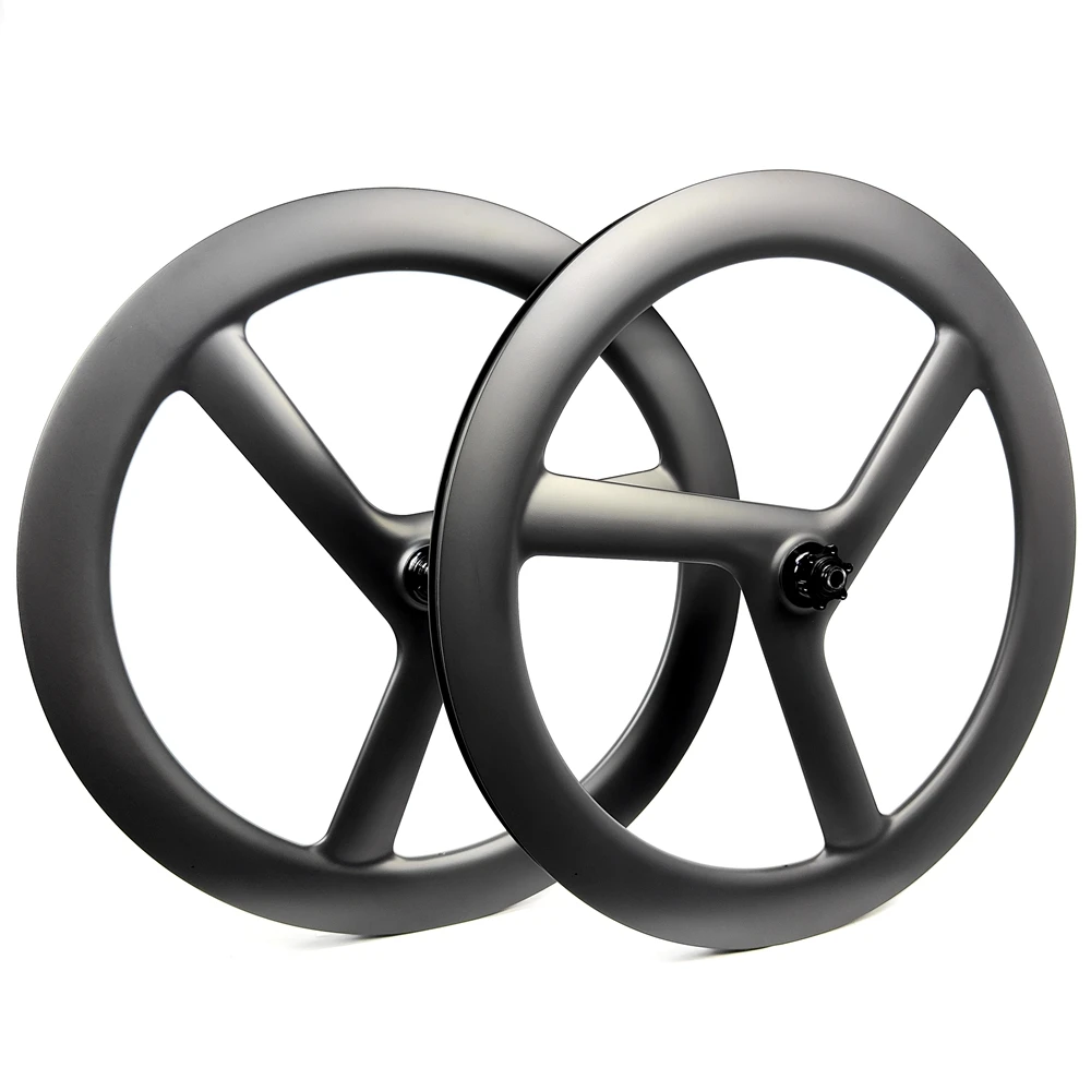 700C Carbon Fiber Road/Track/Fixed Bike 3 Spokes Wheelset 28mm Width 55mm Depth Tubeless Disc Brake Tri Spoke Wheels UD 3K
700C Carbon Fiber Road/Track/Fixed Bike 3 Spokes Wheelset 28mm Width 55mm Depth Tubeless Disc Brake Tri Spoke Wheels UD 3K