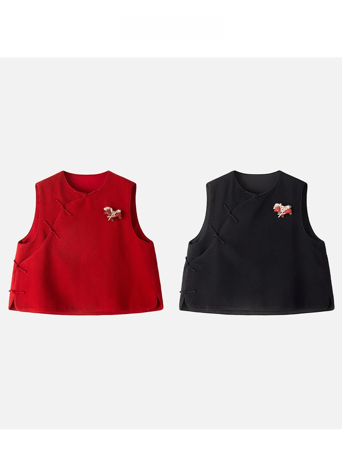 Red Woolen Chinese Sle Vest Jingjing2025 New "Zhu Hua" 00 Wool Asymmetrical Button Design Knitted Top for Women
Red Woolen Chinese Sle Vest Jingjing2025 New "Zhu Hua" 00 Wool Asymmetrical Button Design Knitted Top for Women