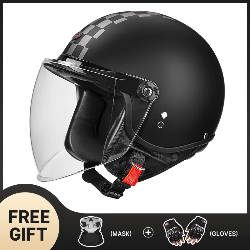 Traditional Style 3/4 Open Face Motorcycle Helmet with Long Shield Retro Look Combined with Modern Safety Standards for Adult
Traditional Style 3/4 Open Face Motorcycle Helmet with Long Shield Retro Look Combined with Modern Safety Standards for Adult