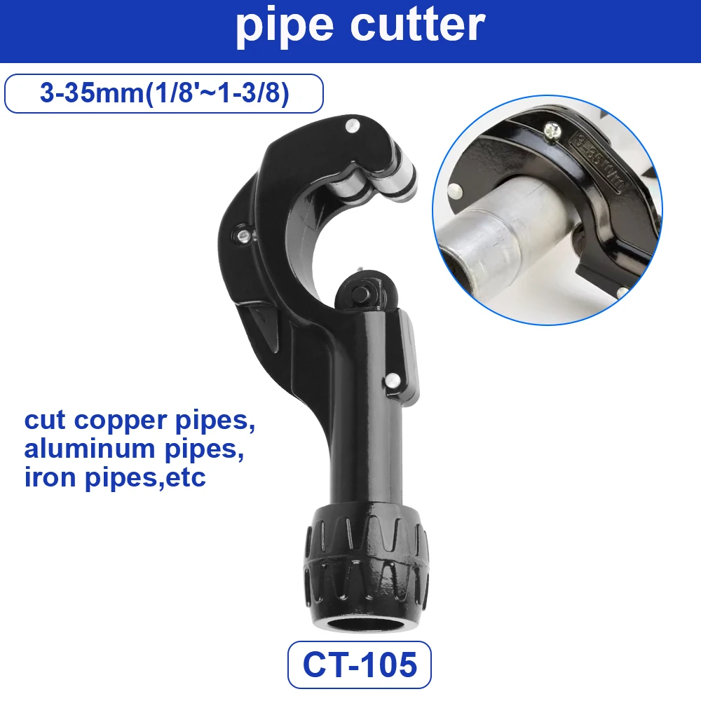 Pipe Cutter Bearing-type Pipe Cutter with Deburring Tool 3-35mm for Copper Stainless Steel Hose Water Pipe Cutting
Pipe Cutter Bearing-type Pipe Cutter with Deburring Tool 3-35mm for Copper Stainless Steel Hose Water Pipe Cutting