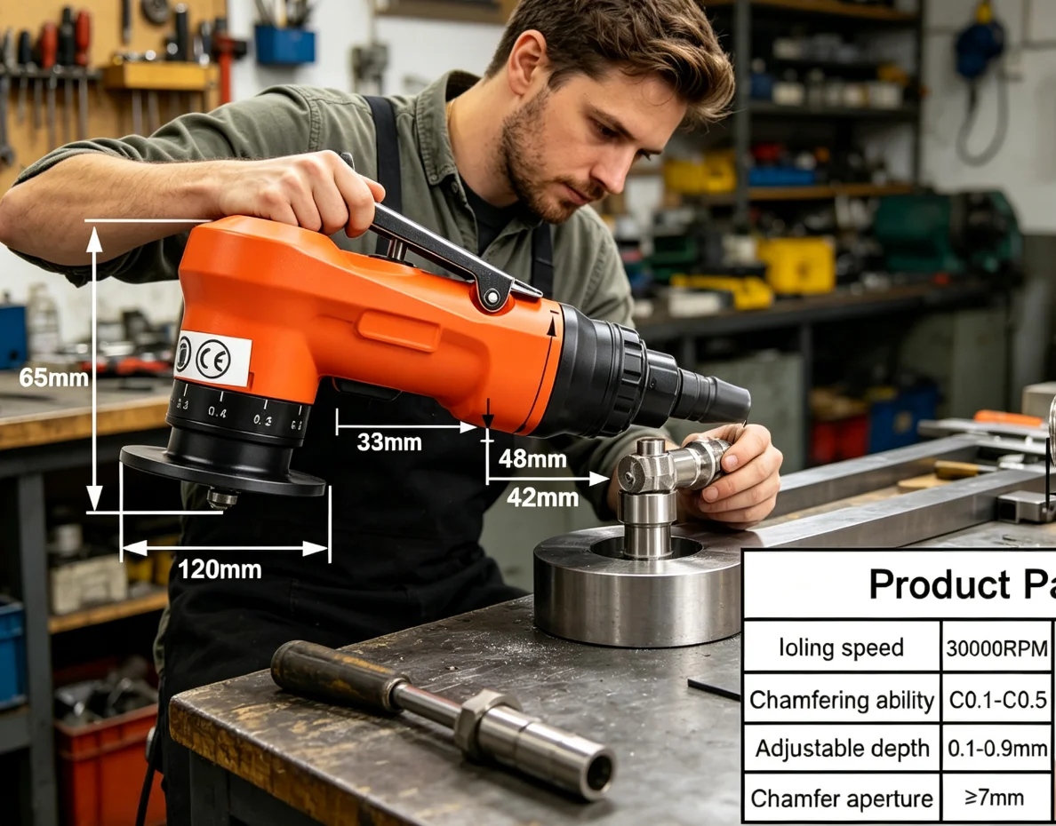 Adjustable Pneumatic Chamfering Machine Handheld Mini 45 Degree Chamfer Deburring Tools With Blades & Bearing
Adjustable Pneumatic Chamfering Machine Handheld Mini 45 Degree Chamfer Deburring Tools With Blades & Bearing