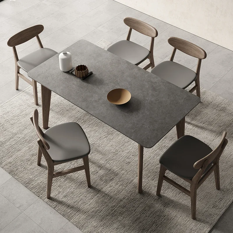 Rock plate dining table solid wood dining table chair combination Nordic light luxury modern simple small apartment type
Rock plate dining table solid wood dining table chair combination Nordic light luxury modern simple small apartment type