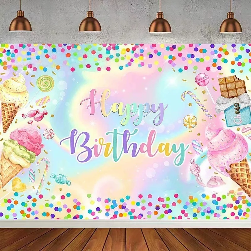 Colorful Ice Cream Theme Vinyl Backdrop for Girls Happy Birthday Party Sweet Candyland Photo Studio Background Decor Supplies
Colorful Ice Cream Theme Vinyl Backdrop for Girls Happy Birthday Party Sweet Candyland Photo Studio Background Decor Supplies