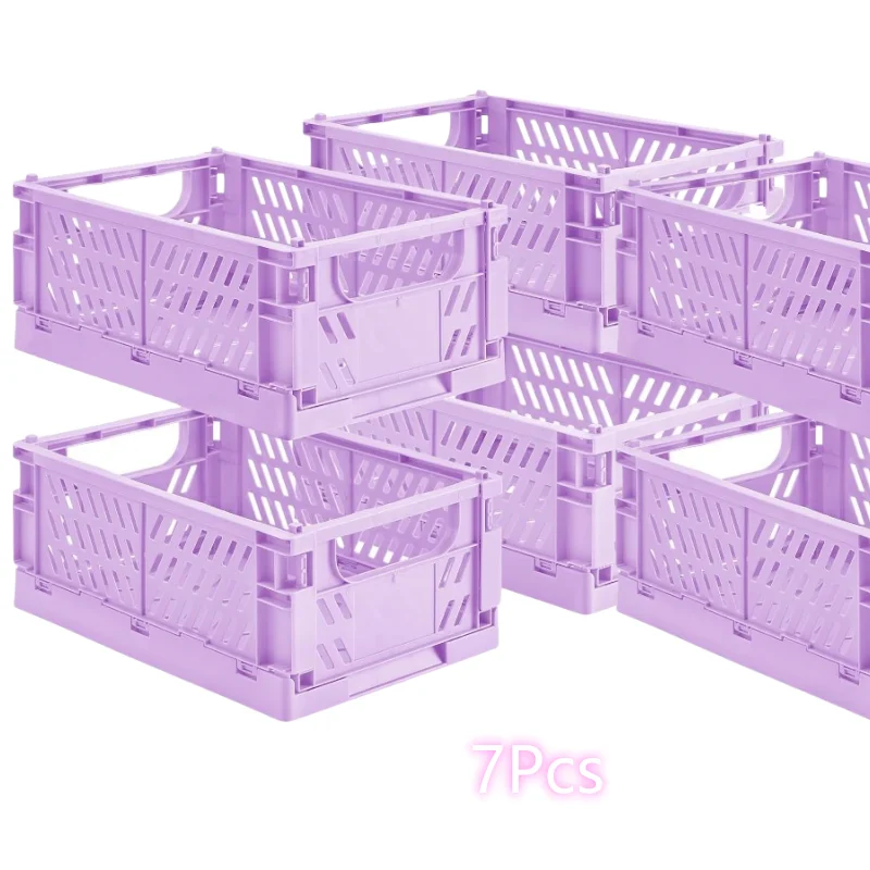 Набор из 7 фиолетовых складных пластиковых корзин для хранения, домашний компактный складной органайзер с ручкой для кухни, офиса, спальни
Набор из 7 фиолетовых складных пластиковых корзин для хранения, домашний компактный складной органайзер с ручкой для кухни, офиса, спальни