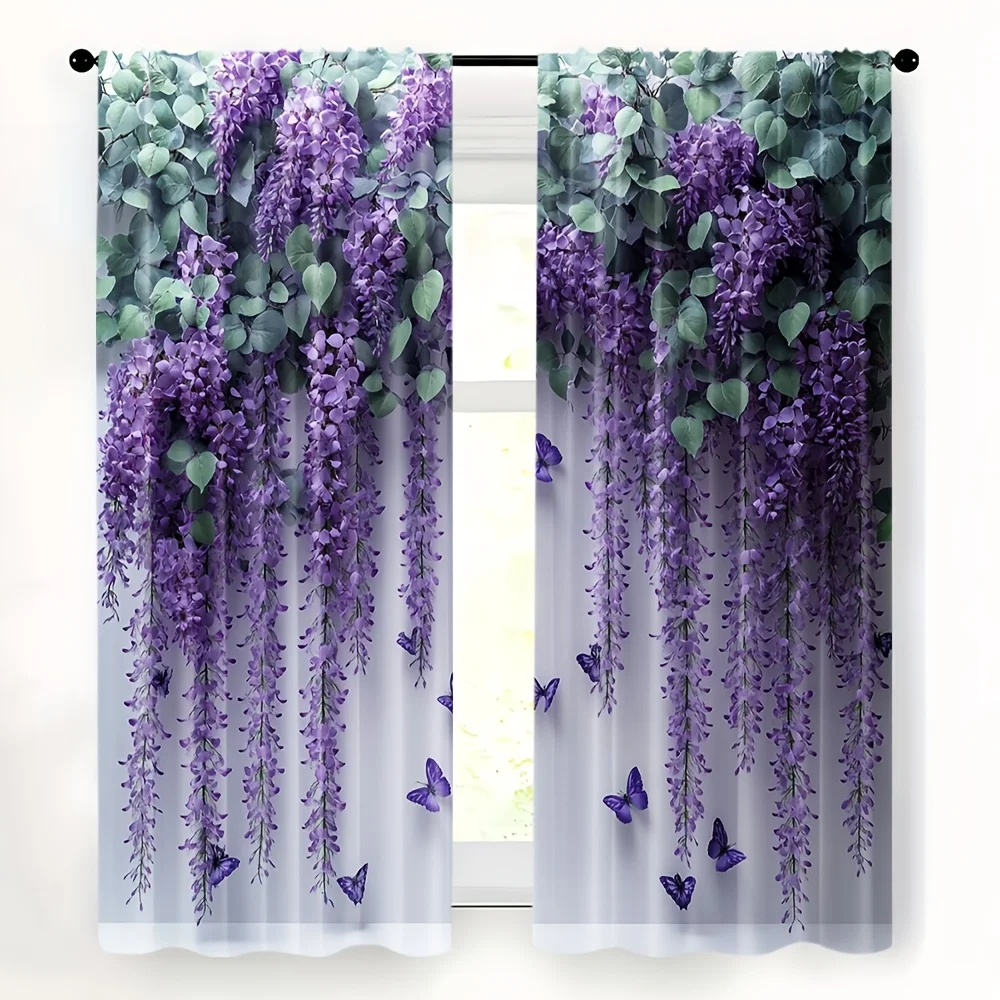2D FLAT 2pcs Curtains Purple Wisteria Flowers Butterflies Leaves Perfect for Balcony, Bedroom, Study, Living Room, Suitable for
2D FLAT 2pcs Curtains Purple Wisteria Flowers Butterflies Leaves Perfect for Balcony, Bedroom, Study, Living Room, Suitable for