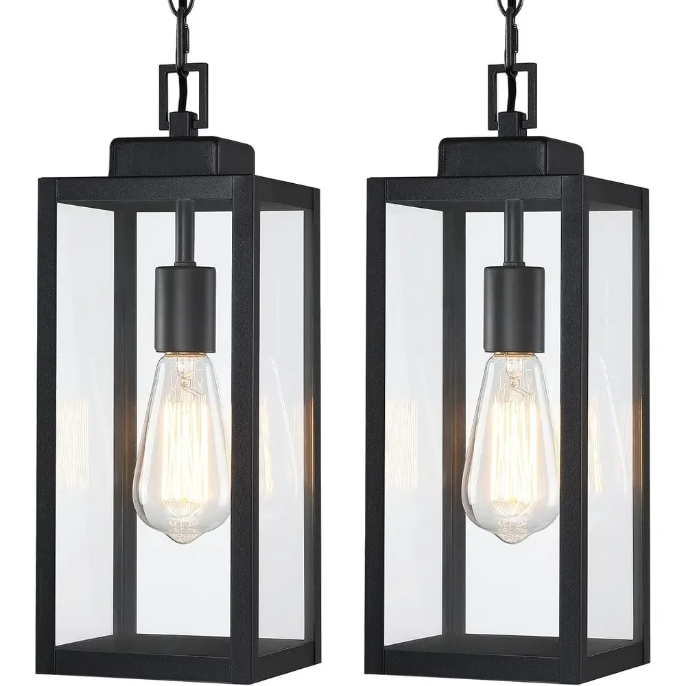 Комплект из 2 больших уличных подвесных светильников 15 дюймов, матовый черный с прозрачным стеклом, для наружного освещения
Комплект из 2 больших уличных подвесных светильников 15 дюймов, матовый черный с прозрачным стеклом, для наружного освещения