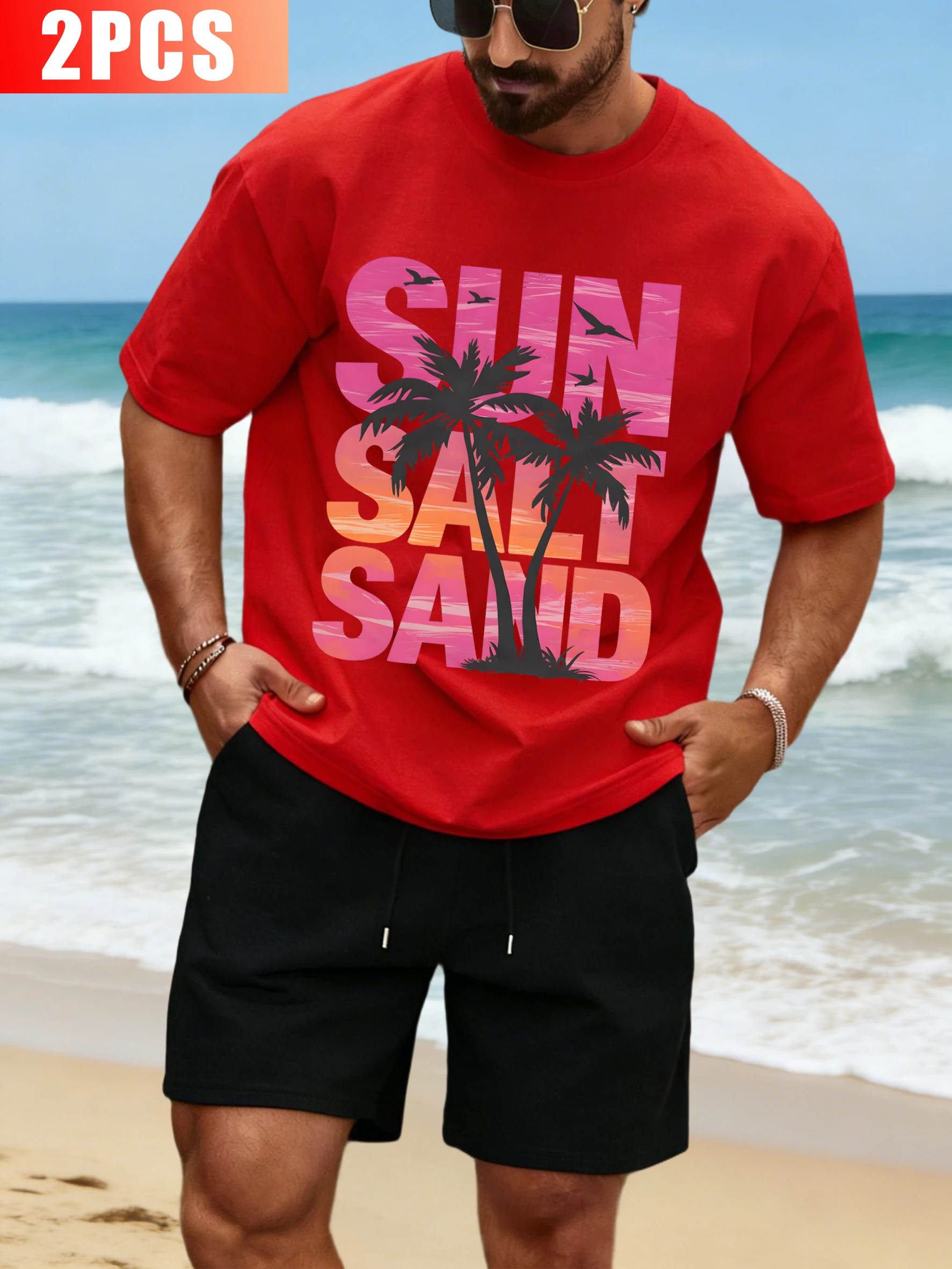 Sun Salt Sand Coconut Tree Print Sportset Mens Fashion Cotton O-Neck Clothing Wide-Leg Sport Shorts Unisex Summer Loose T-Shirts
Sun Salt Sand Coconut Tree Print Sportset Mens Fashion Cotton O-Neck Clothing Wide-Leg Sport Shorts Unisex Summer Loose T-Shirts
