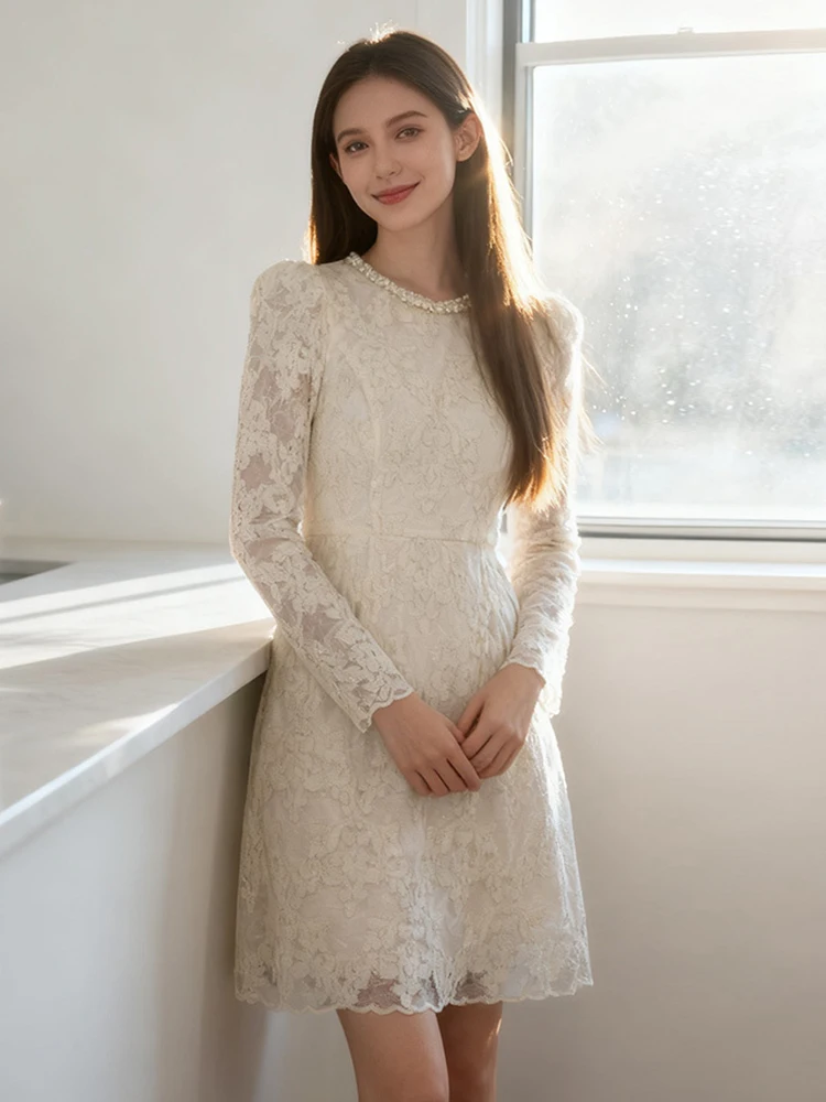 Women Lace Floral Embroidery Sheer Long Sleeve Slim A-line Mini Dress Elegant Mujer Cocktail Party Vestidos Sweet Daily Clothes
Women Lace Floral Embroidery Sheer Long Sleeve Slim A-line Mini Dress Elegant Mujer Cocktail Party Vestidos Sweet Daily Clothes