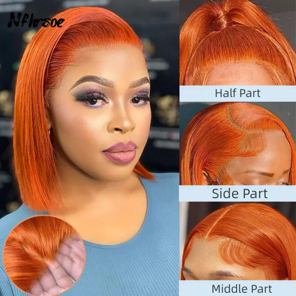 13x4 Ginger Orange Straight Short Bob 180 Density Transparent Lace Frontal Brazilian Colored Human Hair Wig Wigs Pre Plucked
13x4 Ginger Orange Straight Short Bob 180 Density Transparent Lace Frontal Brazilian Colored Human Hair Wig Wigs Pre Plucked