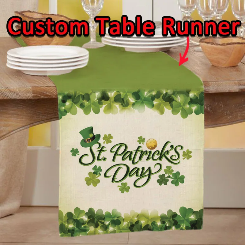 custom Table Runner with Business Logo Text, ST. Patrick's day decoration table runner for Party, coffee table decoration
custom Table Runner with Business Logo Text, ST. Patrick's day decoration table runner for Party, coffee table decoration