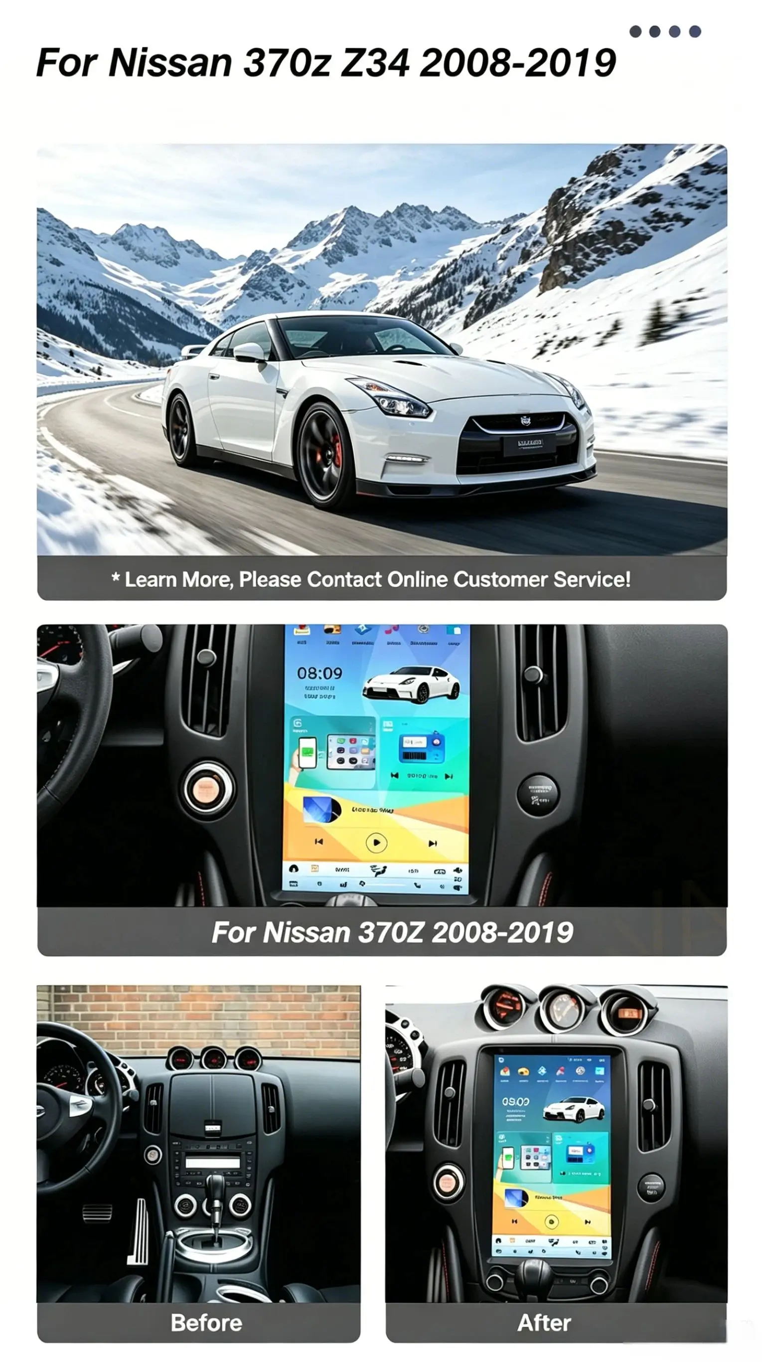 Android14 Radio For Nissan 370Z 2009-2012 GPS Navi 1920*1080 13.6 Inch Vertical Touch Screen Multimedia CarPlay 4G Head Unit
Android14 Radio For Nissan 370Z 2009-2012 GPS Navi 1920*1080 13.6 Inch Vertical Touch Screen Multimedia CarPlay 4G Head Unit