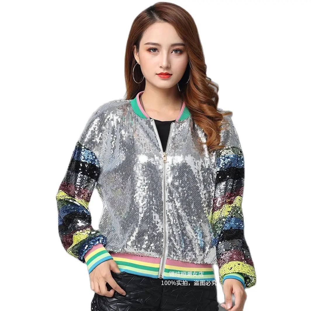 European Station Sequined Baseball Uniform Spring And Autumn New Color Matching Fashion Stand Collar Joker Short Coat Female Tid
European Station Sequined Baseball Uniform Spring And Autumn New Color Matching Fashion Stand Collar Joker Short Coat Female Tid