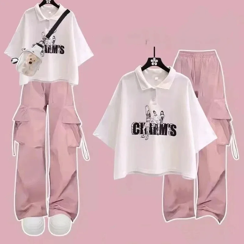 2025 Summer Women Casual Loose Polo T Shirts Cargo Pants 1 or Two Piece Set Lady Safari Style Short Sleeve Tops Trousers Outfits
2025 Summer Women Casual Loose Polo T Shirts Cargo Pants 1 or Two Piece Set Lady Safari Style Short Sleeve Tops Trousers Outfits