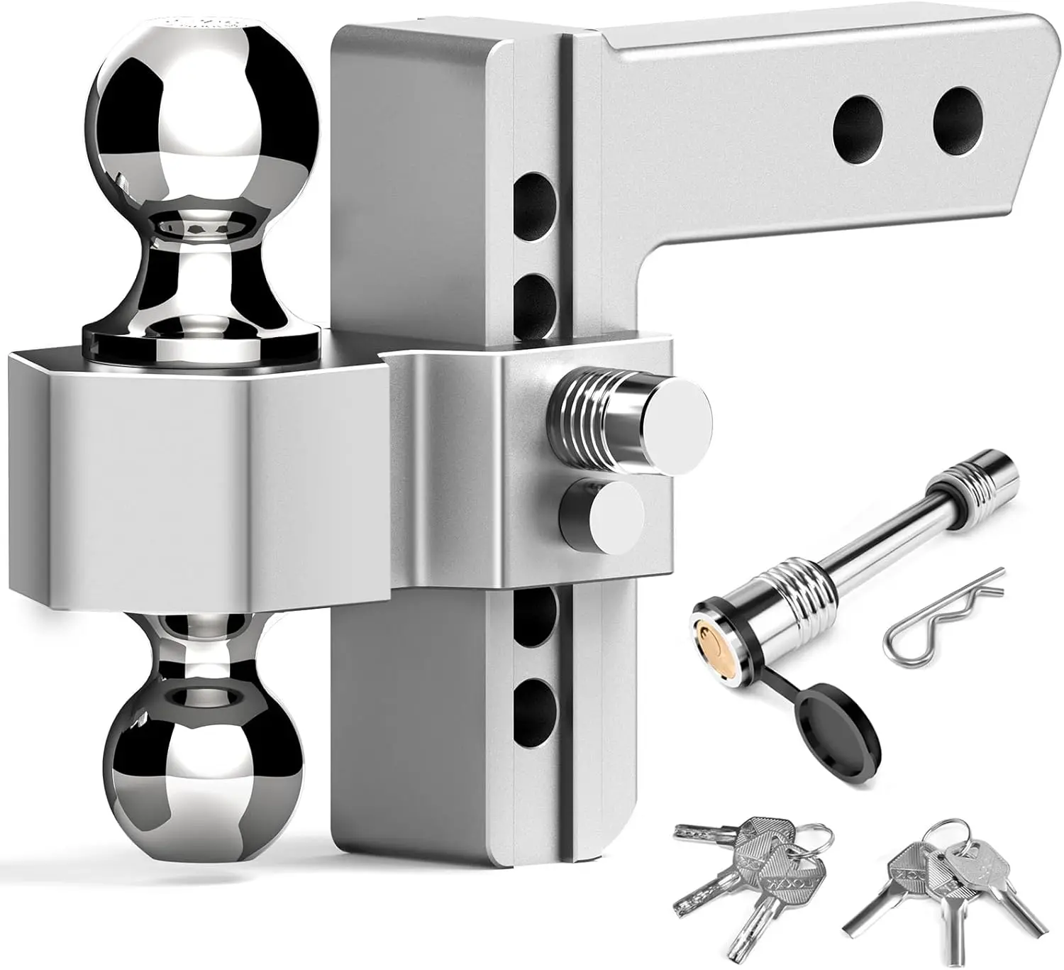 Регулируемый сцепный сцепь прицепа — 6-дюймовый сцепь (подходит для 2-дюймового приемника), алюминиевый буксирный сцепь 12500 фунтов GTW, (2 дюйма и 2-5/16 дюйма) Chrome Pl 
Регулируемый сцепный сцепь прицепа — 6-дюймовый сцепь (подходит для 2-дюймового приемника), алюминиевый буксирный сцепь 12500 фунтов GTW, (2 дюйма и 2-5/16 дюйма) Chrome Pl