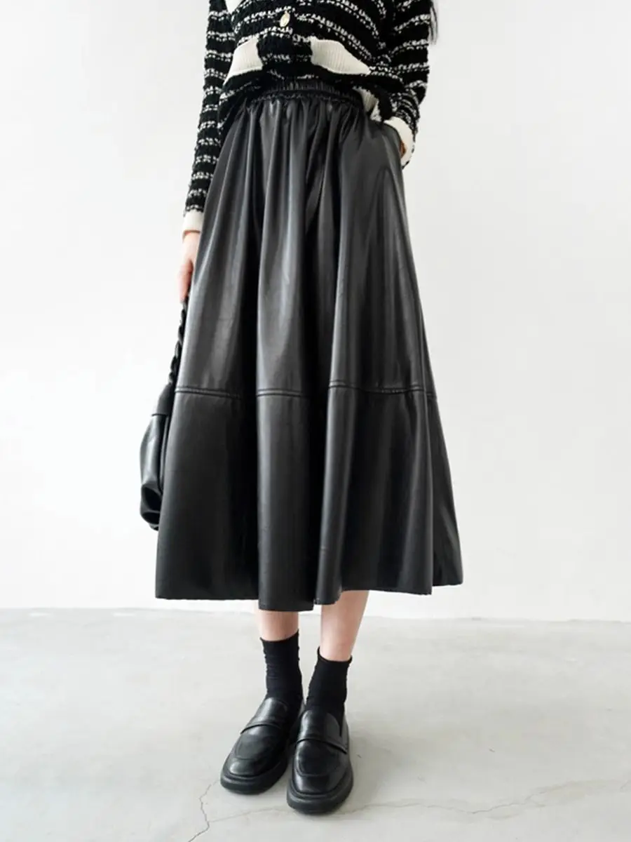 Faux Leather Skirt For Women 2024 Fall Winter Fashionable Elegant Pleated A-Line High Waist Midi Long PU Female N89
Faux Leather Skirt For Women 2024 Fall Winter Fashionable Elegant Pleated A-Line High Waist Midi Long PU Female N89