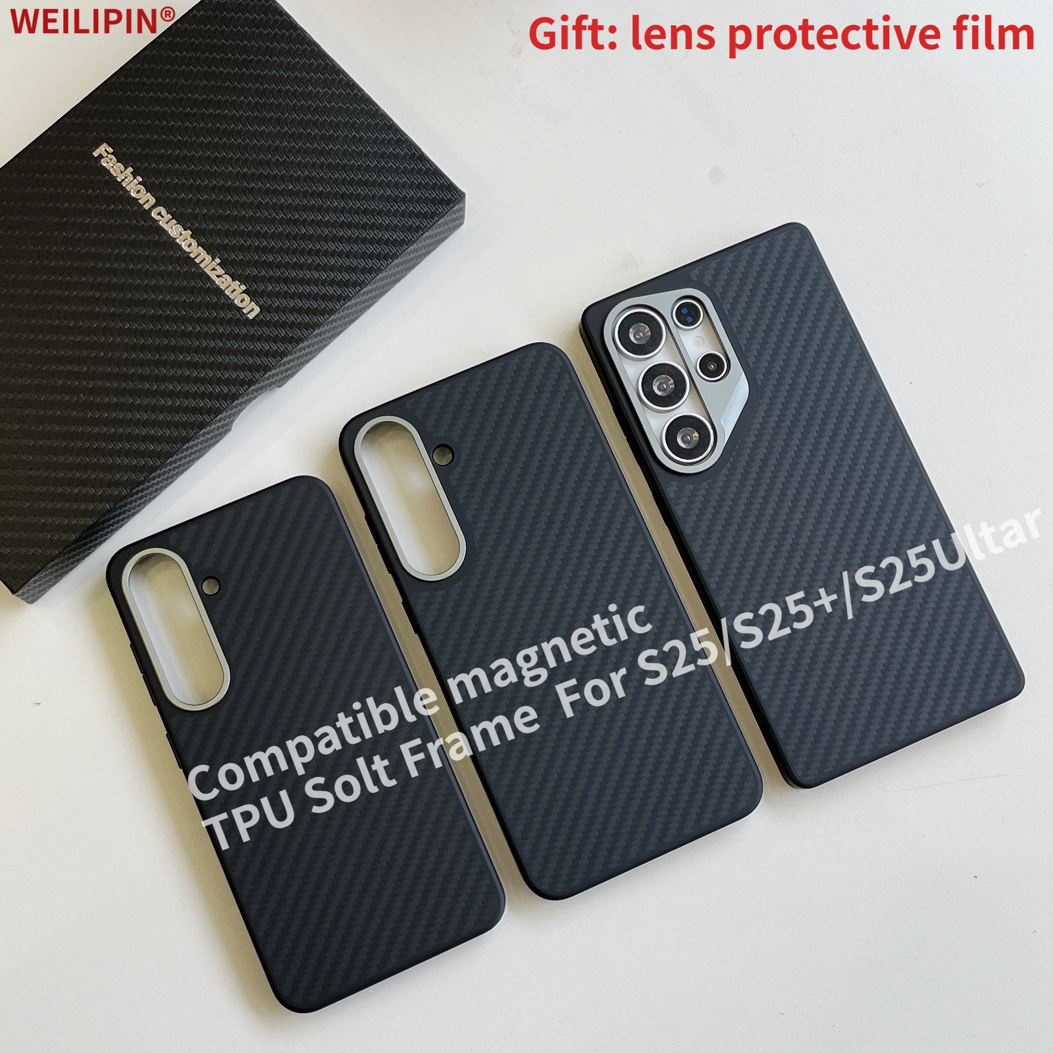 WEILIPIN®Magnetic Carbon Fiber Case for Samsung Galaxy S25 Ultra S25 Plus Magsafe Cover TPU Soft Frame Aramid Fiber Magnetic Cas
WEILIPIN®Magnetic Carbon Fiber Case for Samsung Galaxy S25 Ultra S25 Plus Magsafe Cover TPU Soft Frame Aramid Fiber Magnetic Cas