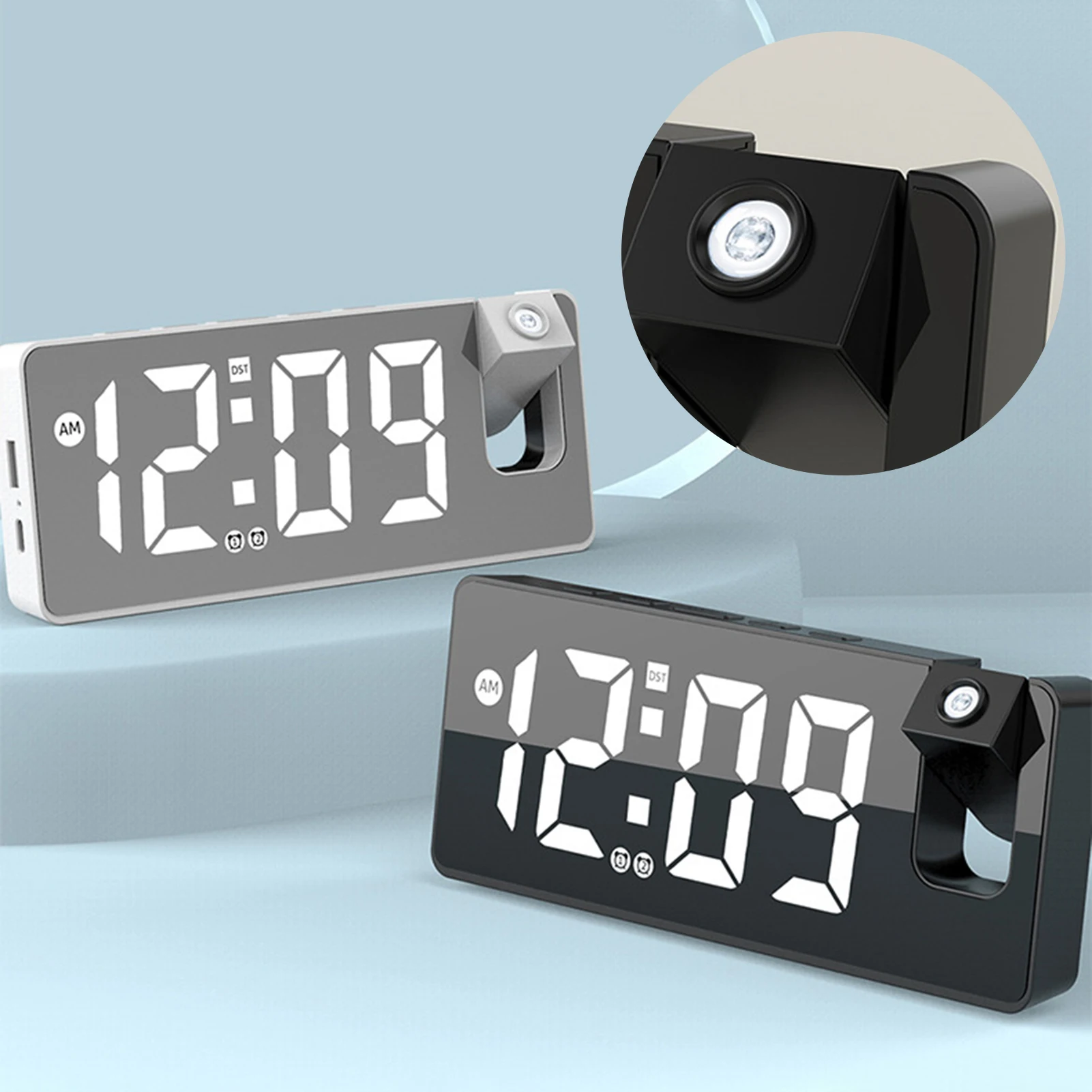 180° Arm Projection Digital Alarm Clock Temperature Humidity Night Mode Snooze Table Clock 12/24H USB Projector LED Clock
180° Arm Projection Digital Alarm Clock Temperature Humidity Night Mode Snooze Table Clock 12/24H USB Projector LED Clock