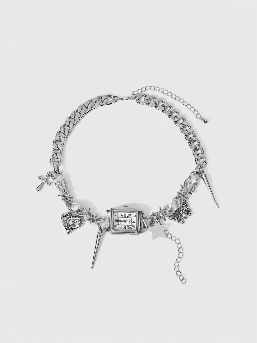 Gothic Vintage Multi-Element Clock Rivet Choker Necklace With Heart Butterfly Cross Pendants
Gothic Vintage Multi-Element Clock Rivet Choker Necklace With Heart Butterfly Cross Pendants