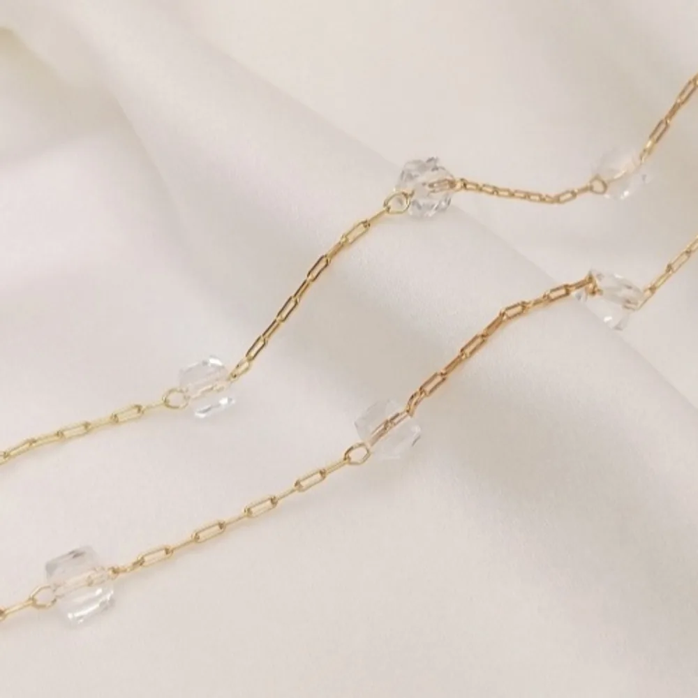 14K Gold Color Handmade Loose Chain Cut Square Zircon Chain DIY Bracelet Necklace Jewelry Plated with Real Gold Material
14K Gold Color Handmade Loose Chain Cut Square Zircon Chain DIY Bracelet Necklace Jewelry Plated with Real Gold Material