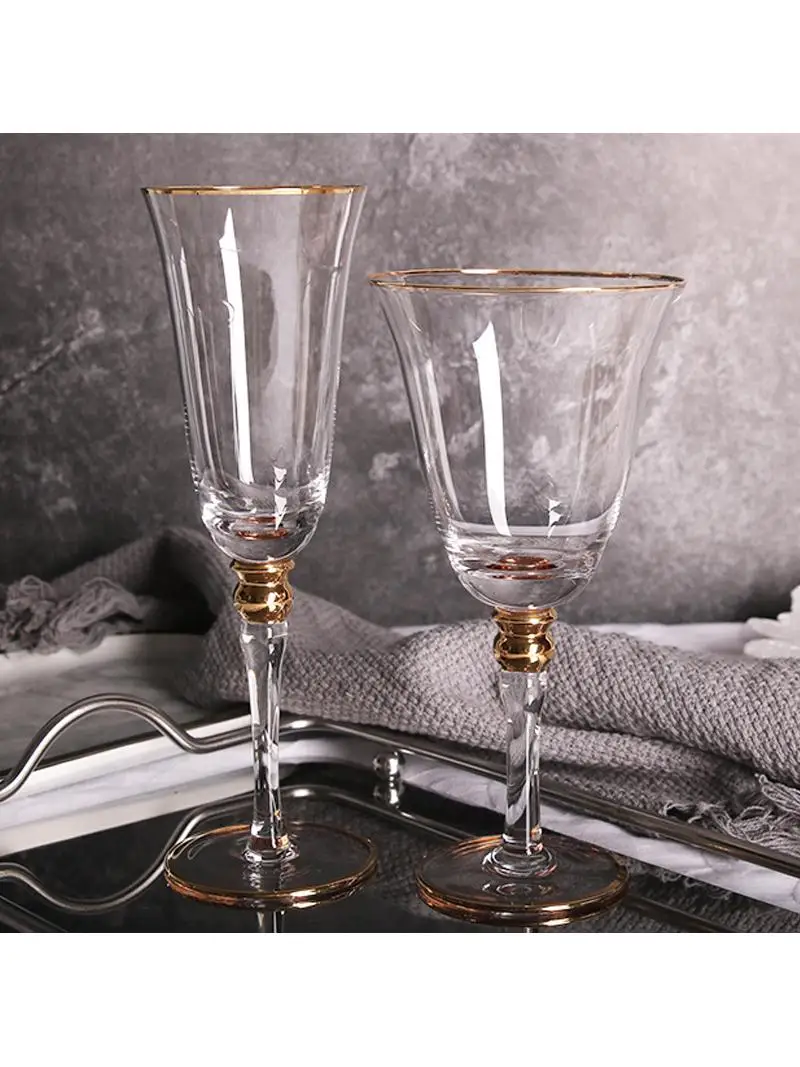 Creative Gold Rim Wine Glasses Champagne Cups Table Decorations Soft Decoration Glass Cups for Dining Table Sample Room
Creative Gold Rim Wine Glasses Champagne Cups Table Decorations Soft Decoration Glass Cups for Dining Table Sample Room
