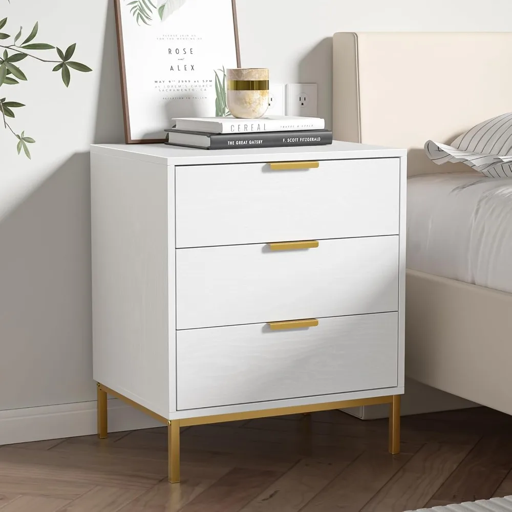 3 Drawer Nightstand - White Wood Modern Bedside Table, Space-Saving End Table for Bedroom, Dorm, or Small Spaces
3 Drawer Nightstand - White Wood Modern Bedside Table, Space-Saving End Table for Bedroom, Dorm, or Small Spaces
