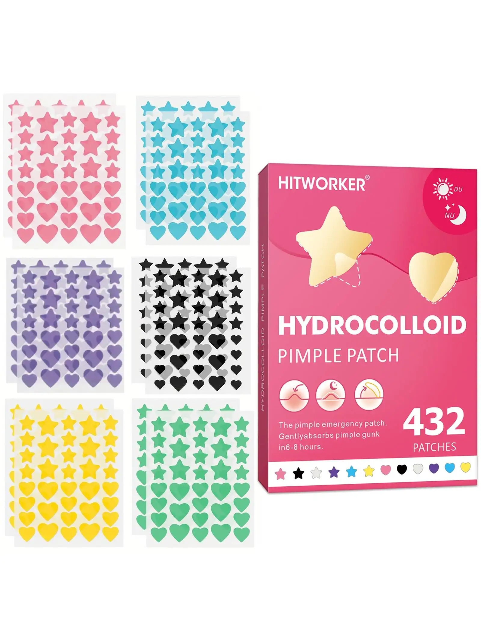 432PCS heart-shaped star shaped acne mask with 6 colors, waterproof, gentle on the skin, essential for acne care
432PCS heart-shaped star shaped acne mask with 6 colors, waterproof, gentle on the skin, essential for acne care