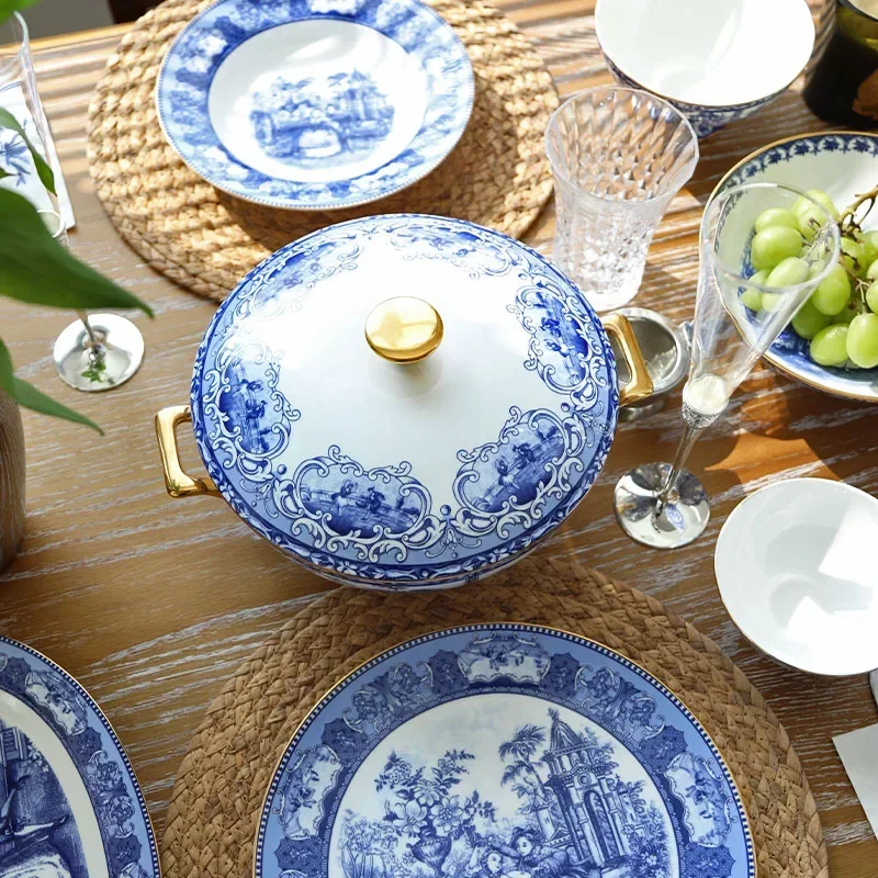 European Court Blue And White Phnom Penh Bone China Tableware Fish Flat Plate Dinner Soup Plate Pot Rice Bowl Teacup Saucer Home
European Court Blue And White Phnom Penh Bone China Tableware Fish Flat Plate Dinner Soup Plate Pot Rice Bowl Teacup Saucer Home