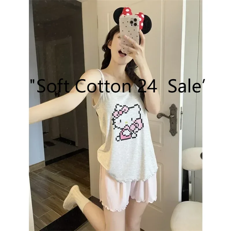 grey suspender Hello Kitty with chest pad pajamas, summer new cartoon casual pajamas set, women's casual cartoon loungewear
grey suspender Hello Kitty with chest pad pajamas, summer new cartoon casual pajamas set, women's casual cartoon loungewear