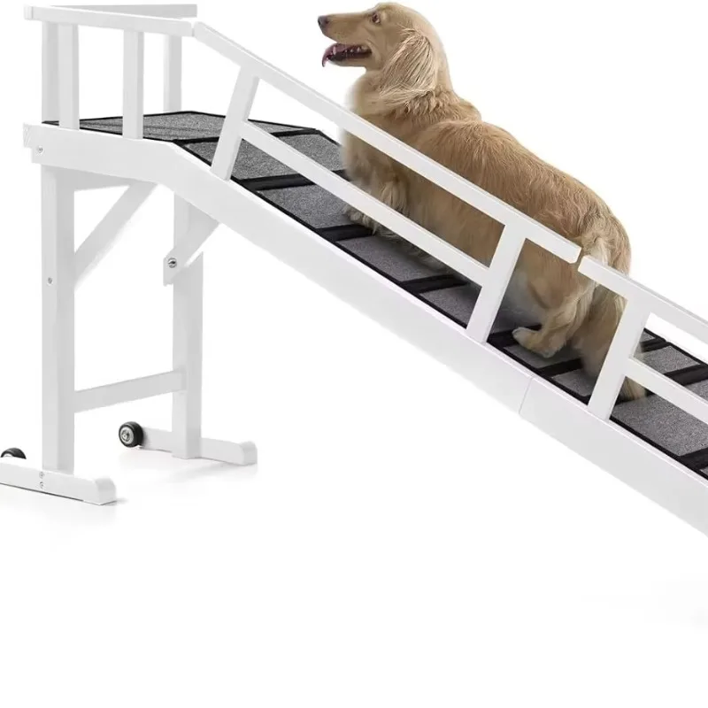 74-Inch White Wooden Dog Ramp 20 ° Gentle Slope Removable Guide Rail Non-Slip Top Platform Wheel for Bed Sofa Small
74-Inch White Wooden Dog Ramp 20 ° Gentle Slope Removable Guide Rail Non-Slip Top Platform Wheel for Bed Sofa Small