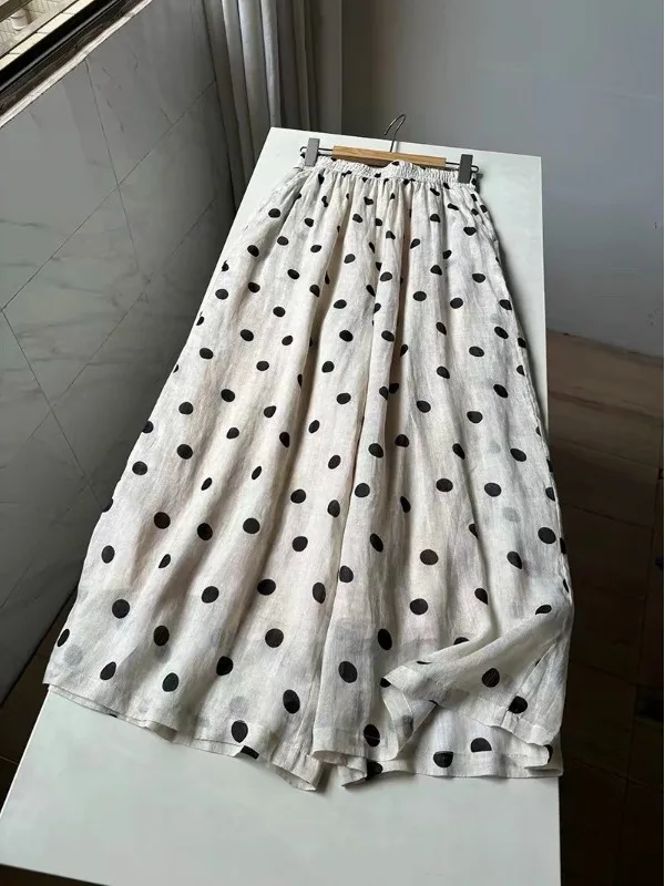 Casual Polka Dot Wide Leg Pants Breathable Elastic Waist In-Lined Summer Slimming Nine-Piece Women's plus Size Fashion
Casual Polka Dot Wide Leg Pants Breathable Elastic Waist In-Lined Summer Slimming Nine-Piece Women's plus Size Fashion