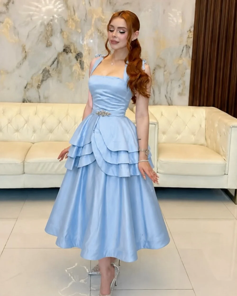 Customized Elegant Women Jersey Rhinestone Ruched A-Line Evening Dresses Fashion Spaghetti strap Sleeveless Ankle Length Dresses
Customized Elegant Women Jersey Rhinestone Ruched A-Line Evening Dresses Fashion Spaghetti strap Sleeveless Ankle Length Dresses