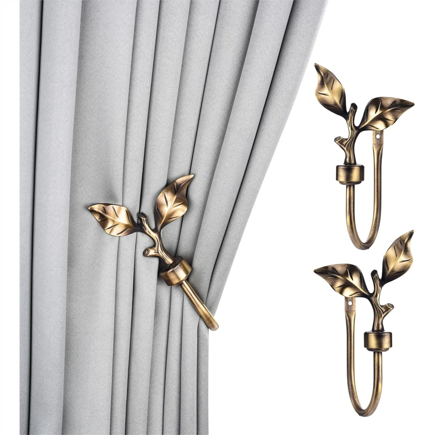Leaf Shaped Curtain Holdbacks, Antique Brass Metal Curtain Side Holders for Wall, Tieback Hook Pull Backs for Drapes Window Home
Leaf Shaped Curtain Holdbacks, Antique Brass Metal Curtain Side Holders for Wall, Tieback Hook Pull Backs for Drapes Window Home