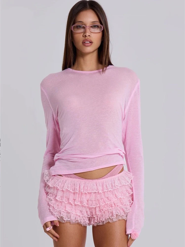 Pink Thin Long Sleeve T-Shirt Women's Base Layer Masking Inner Wear Spring Cover up Pure Color Sunscreen Top Cotton Polyester
Pink Thin Long Sleeve T-Shirt Women's Base Layer Masking Inner Wear Spring Cover up Pure Color Sunscreen Top Cotton Polyester