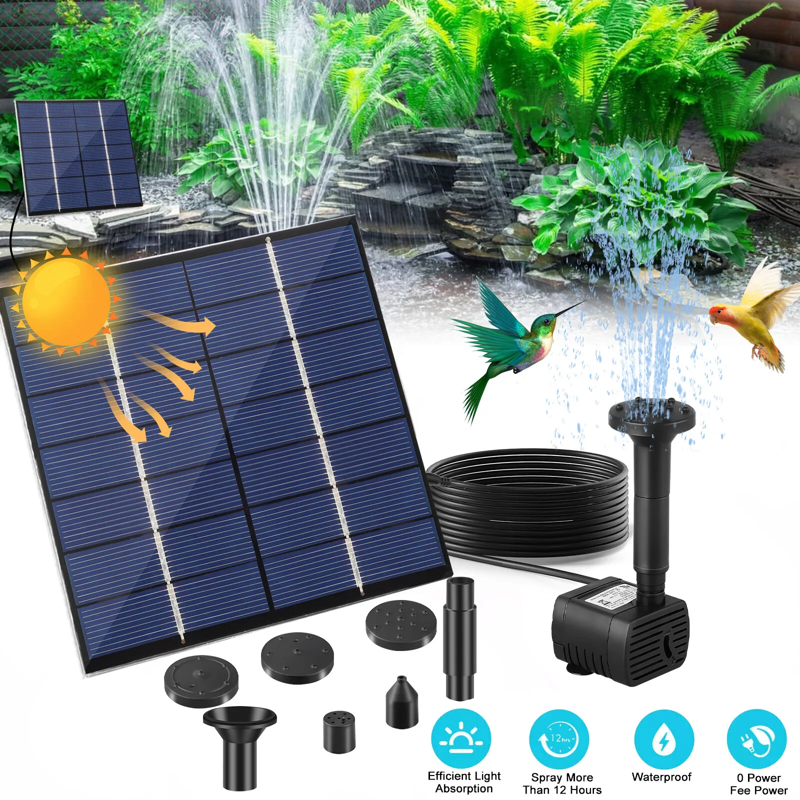 Solar Power Fountain Submersible Water Pump Bird Bath Pond Garden Decor 180L/h
Solar Power Fountain Submersible Water Pump Bird Bath Pond Garden Decor 180L/h