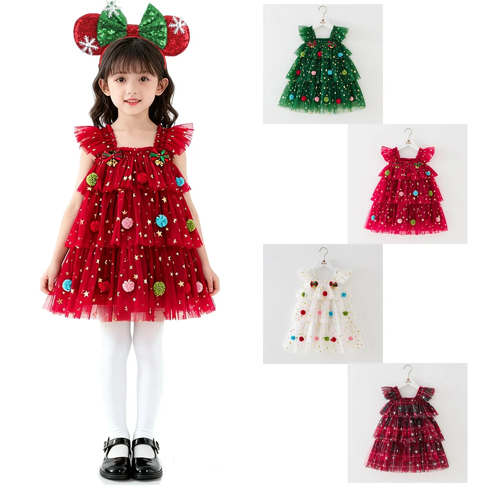 Girls Christmas Princess Dress Star Tulle Ball Gown Flutter Sleeve Cake Layer Party Outfit Kids Holiday Tutu Dress
Girls Christmas Princess Dress Star Tulle Ball Gown Flutter Sleeve Cake Layer Party Outfit Kids Holiday Tutu Dress