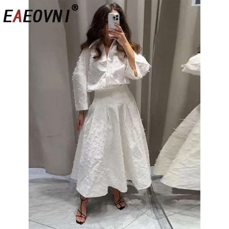 EAEOVNI 2025 Fashion Women Set Tassel Feather Patchwork Design Shirt + A Line Long Skirt Solid Elegant 2025 Summer New Clothing
EAEOVNI 2025 Fashion Women Set Tassel Feather Patchwork Design Shirt + A Line Long Skirt Solid Elegant 2025 Summer New Clothing