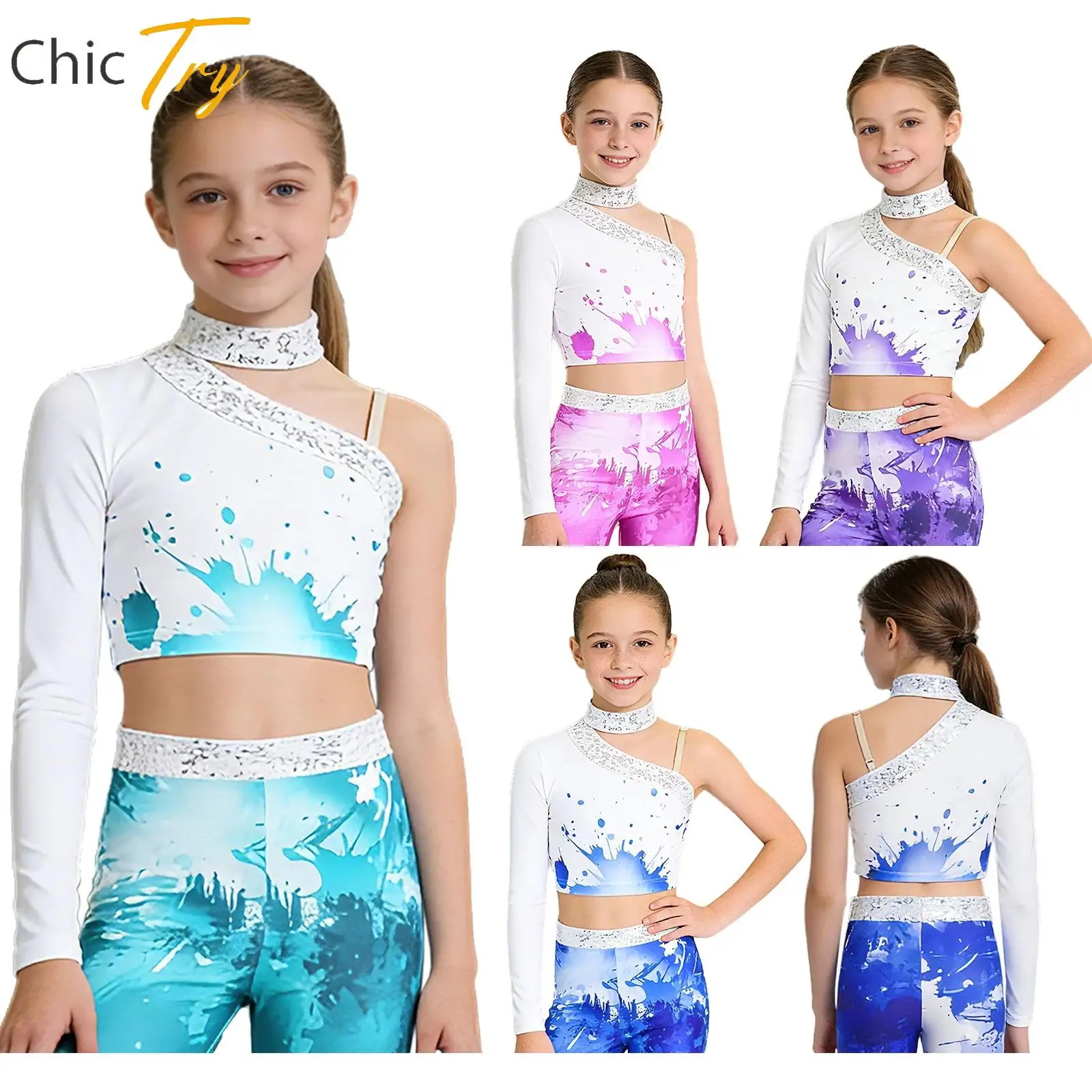Teen Girls Stylish Printed Dance Tops Sequins Sleeveless Asymmetrical Crop Top for Gymnastics Figure Skating Modern Ballet Dance
Teen Girls Stylish Printed Dance Tops Sequins Sleeveless Asymmetrical Crop Top for Gymnastics Figure Skating Modern Ballet Dance