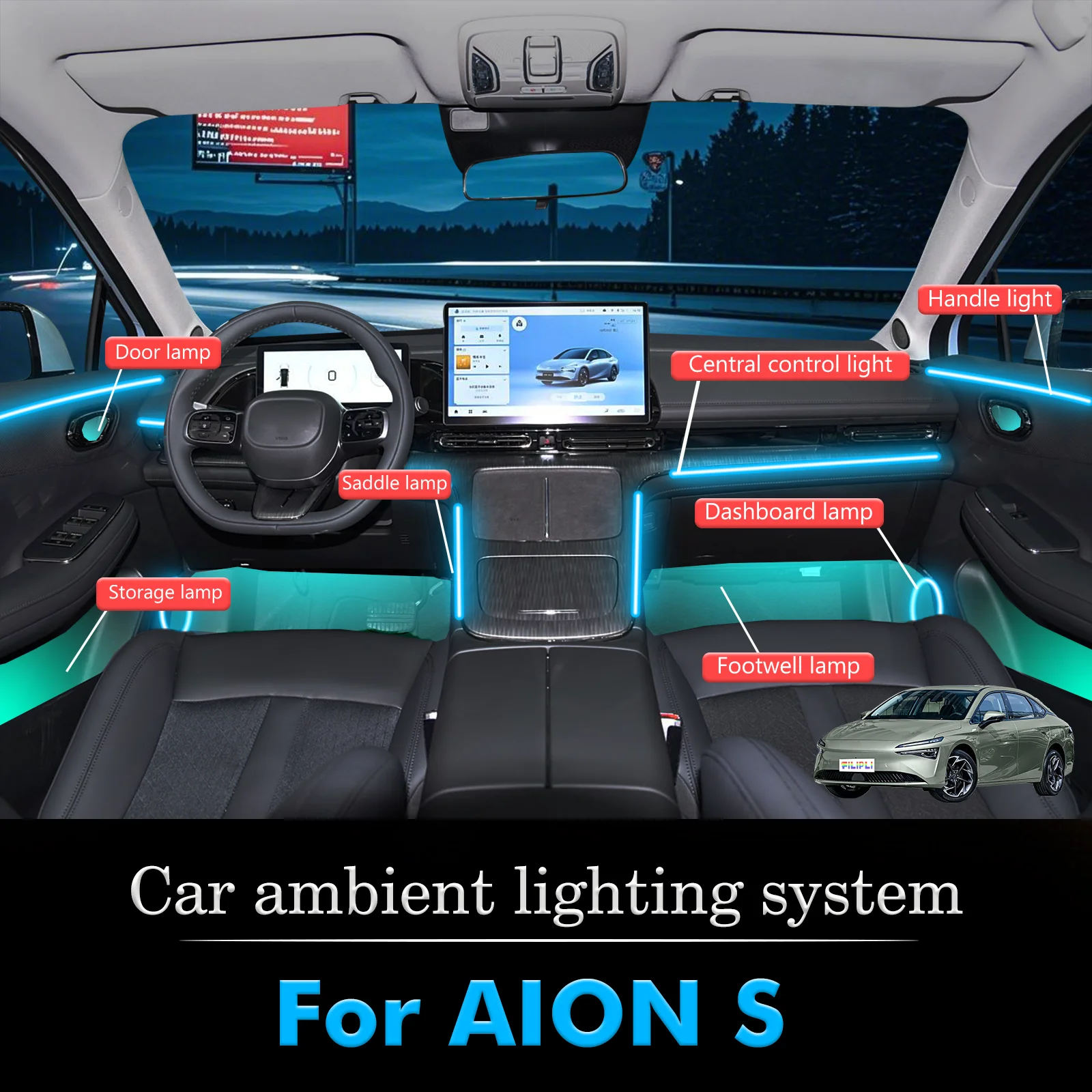 For AION S MAX Car Interior Decorative Ambient Light RGB 64-Color LED Smart Remote Control Energy Saving Efficient Kit
For AION S MAX Car Interior Decorative Ambient Light RGB 64-Color LED Smart Remote Control Energy Saving Efficient Kit