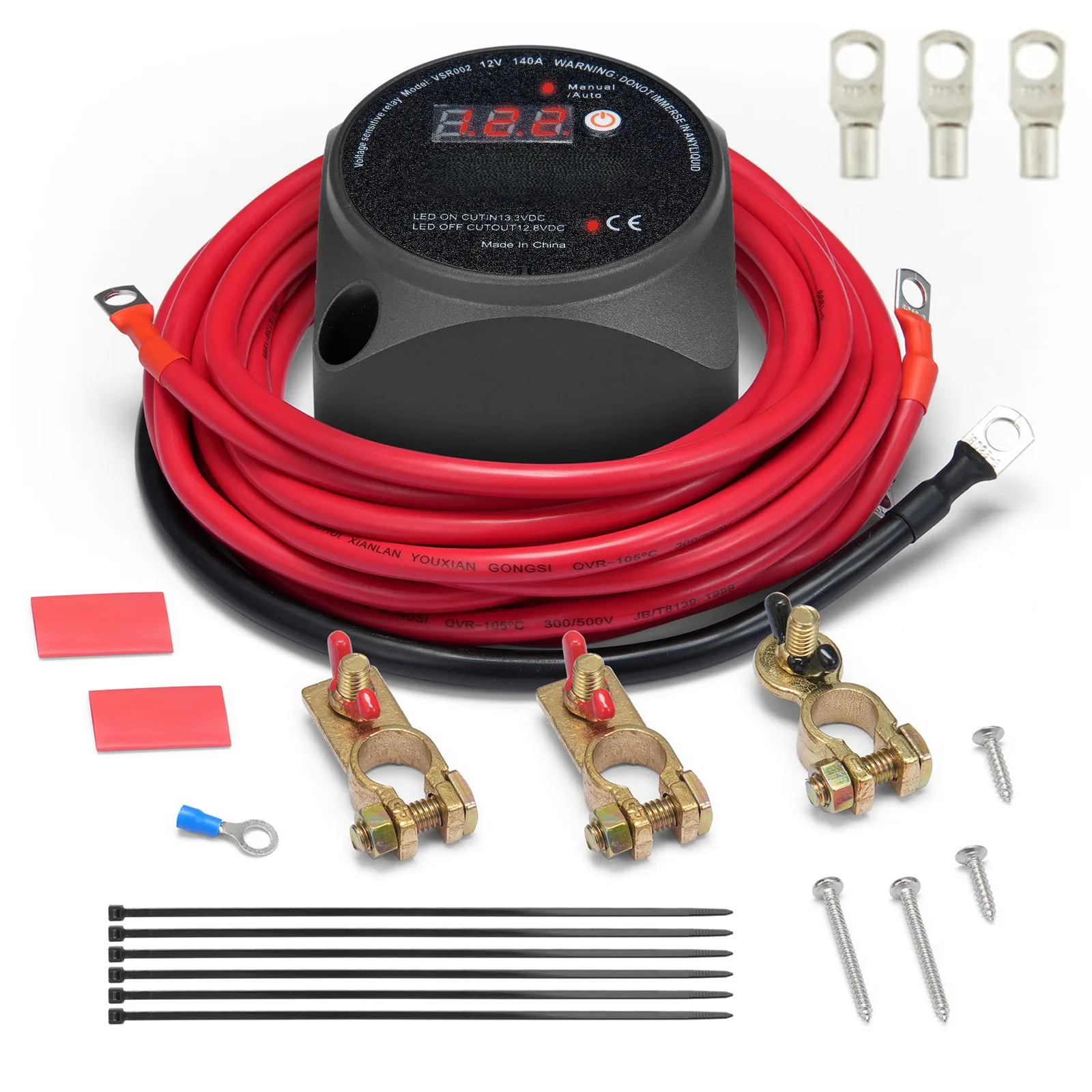 SucceBuy Dual Battery Isolator Kit 12V 140Amp Manual and Auto Modes VSR Voltage Sensitive Relay with LCD Screen, Smart Battery Isolator for ATV UTV RV Camper Off-Road Vehicle Caravan Truck Boat Yacht
SucceBuy Dual Battery Isolator Kit 12V 140Amp Manual and Auto Modes VSR Voltage Sensitive Relay with LCD Screen, Smart Battery Isolator for ATV UTV RV Camper Off-Road Vehicle Caravan Truck Boat Yacht