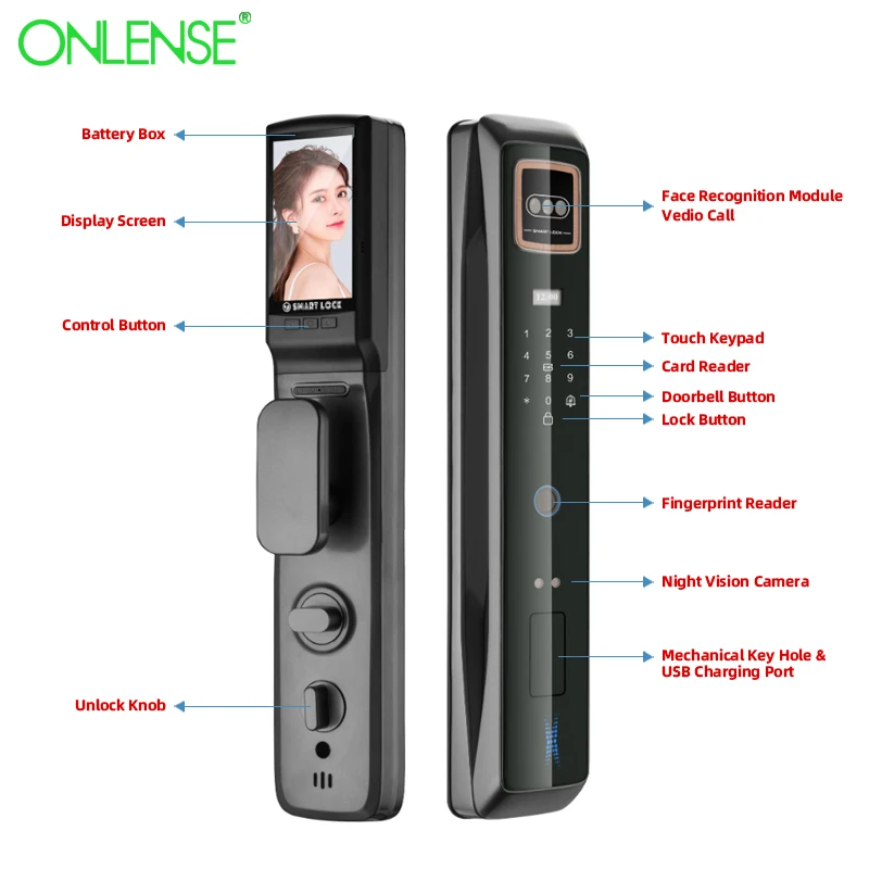 001 Guangdong ONLENSE WiFi 3D Face Lock with Video Doorbell Automatic NFC IC Phone App Smart Home Lock Factory Direct Sales
001 Guangdong ONLENSE WiFi 3D Face Lock with Video Doorbell Automatic NFC IC Phone App Smart Home Lock Factory Direct Sales