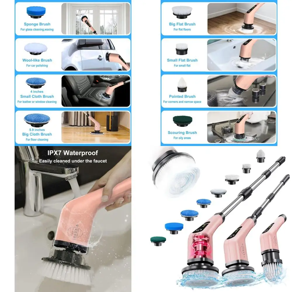 Cordless Spin Scrubber with Long Handle for Deep Cleaning Bathroom, Kitchen, Shower, and Floor Tiles (Rose)
Cordless Spin Scrubber with Long Handle for Deep Cleaning Bathroom, Kitchen, Shower, and Floor Tiles (Rose)
