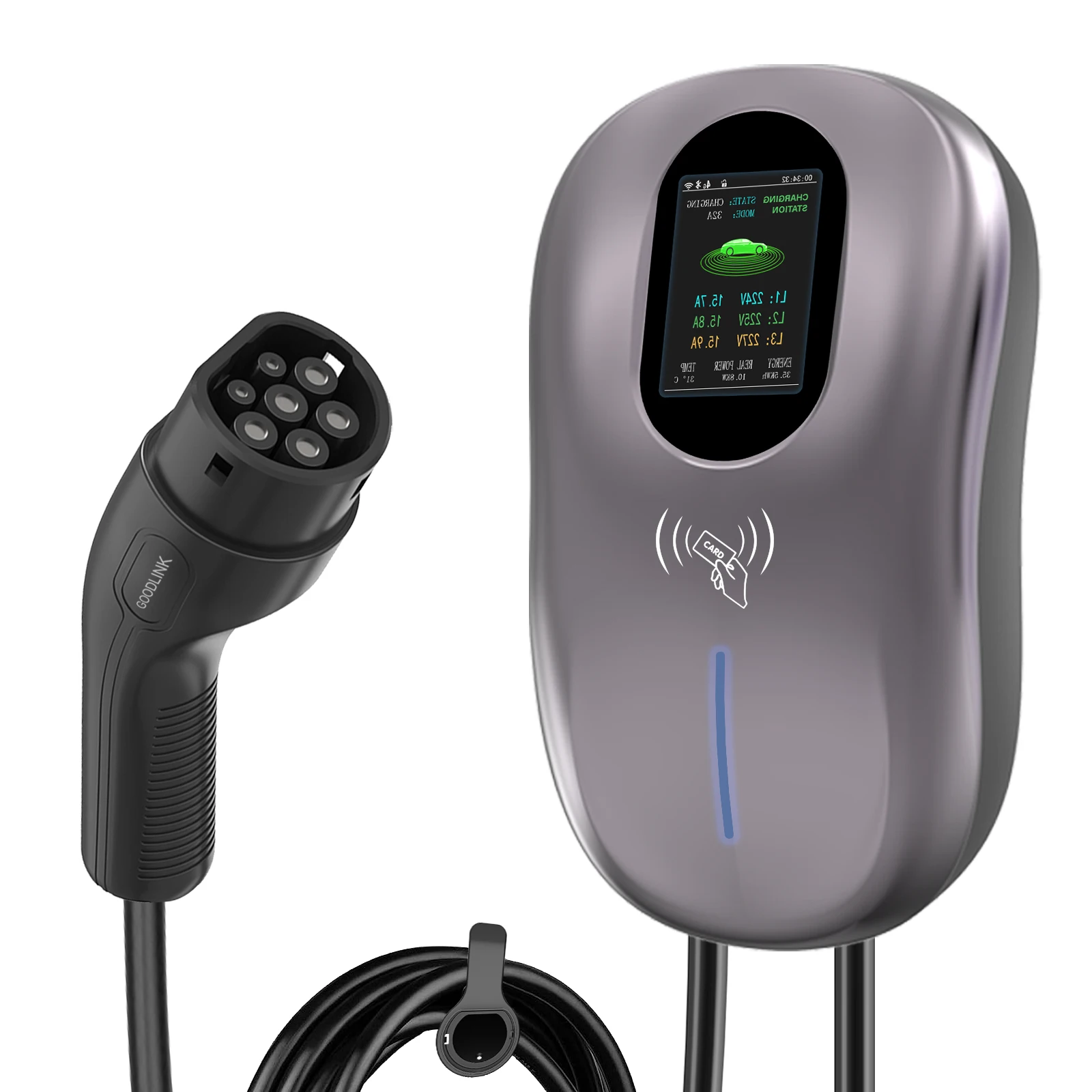 Type 2 Wall-Mounted AC EV Charging Station, 7/11/22kW Adjustable, 32A 1P/3P, Modern Electric Vehicle Charger for Home & Commerci
Type 2 Wall-Mounted AC EV Charging Station, 7/11/22kW Adjustable, 32A 1P/3P, Modern Electric Vehicle Charger for Home & Commerci