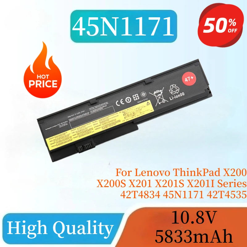 Новый аккумулятор для ноутбука 5833 мАч 63 Втч для Lenovo ThinkPad X200 X200S X201 X201S X201I серии 42T4834 45N1171 42T4535 42T4543 42T4650
Новый аккумулятор для ноутбука 5833 мАч 63 Втч для Lenovo ThinkPad X200 X200S X201 X201S X201I серии 42T4834 45N1171 42T4535 42T4543 42T4650