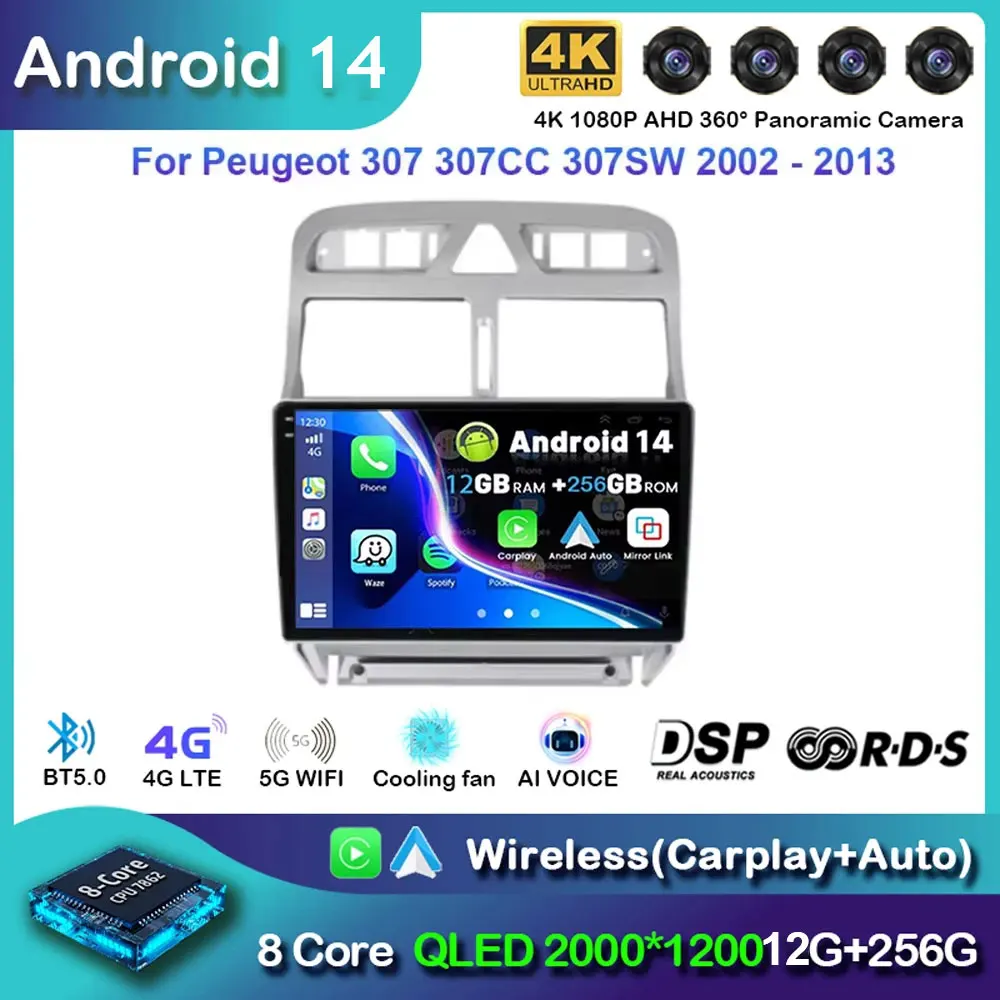 Android 14 Carplay Car Radio For Peugeot 307 307CC 307SW 2002 - 2013 Navigation Multimedia Player Stereo WiFi+4G video Auto DVD
Android 14 Carplay Car Radio For Peugeot 307 307CC 307SW 2002 - 2013 Navigation Multimedia Player Stereo WiFi+4G video Auto DVD