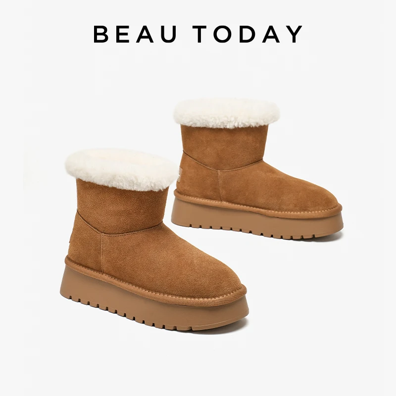 BEAUTODAY Snow Boots Women Cow Suede Leather Round Toe Platform Slip On Winter Warm Lambswool Shoes Handmade 08078
BEAUTODAY Snow Boots Women Cow Suede Leather Round Toe Platform Slip On Winter Warm Lambswool Shoes Handmade 08078