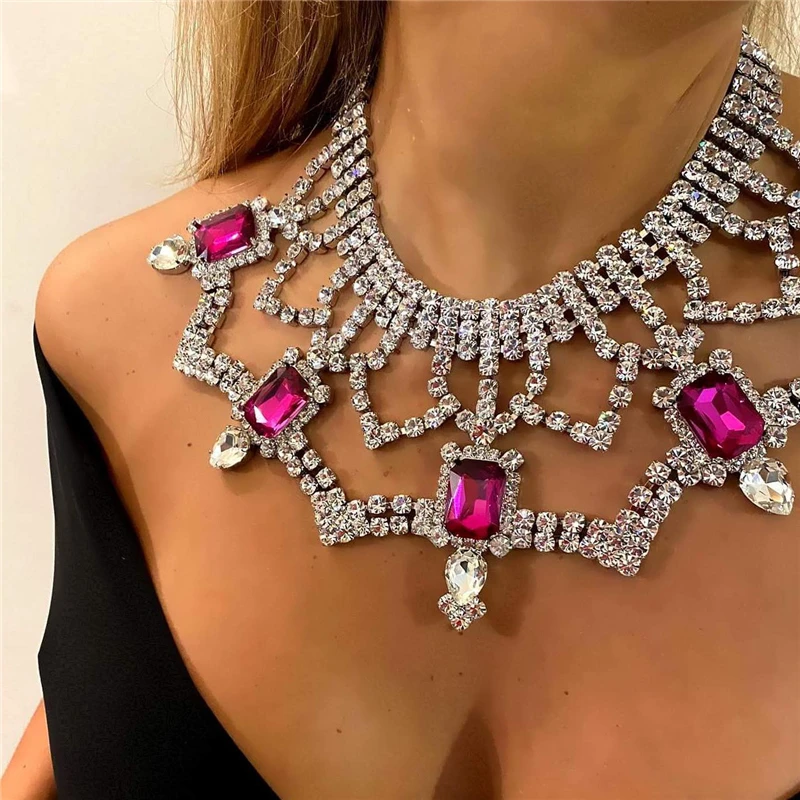 Fashion Square Rose Red Crystal Large Necklace Elegant Beautiful Bridal Rhinestone Necklace Ladies Party Wedding Jewelry Gift
Fashion Square Rose Red Crystal Large Necklace Elegant Beautiful Bridal Rhinestone Necklace Ladies Party Wedding Jewelry Gift