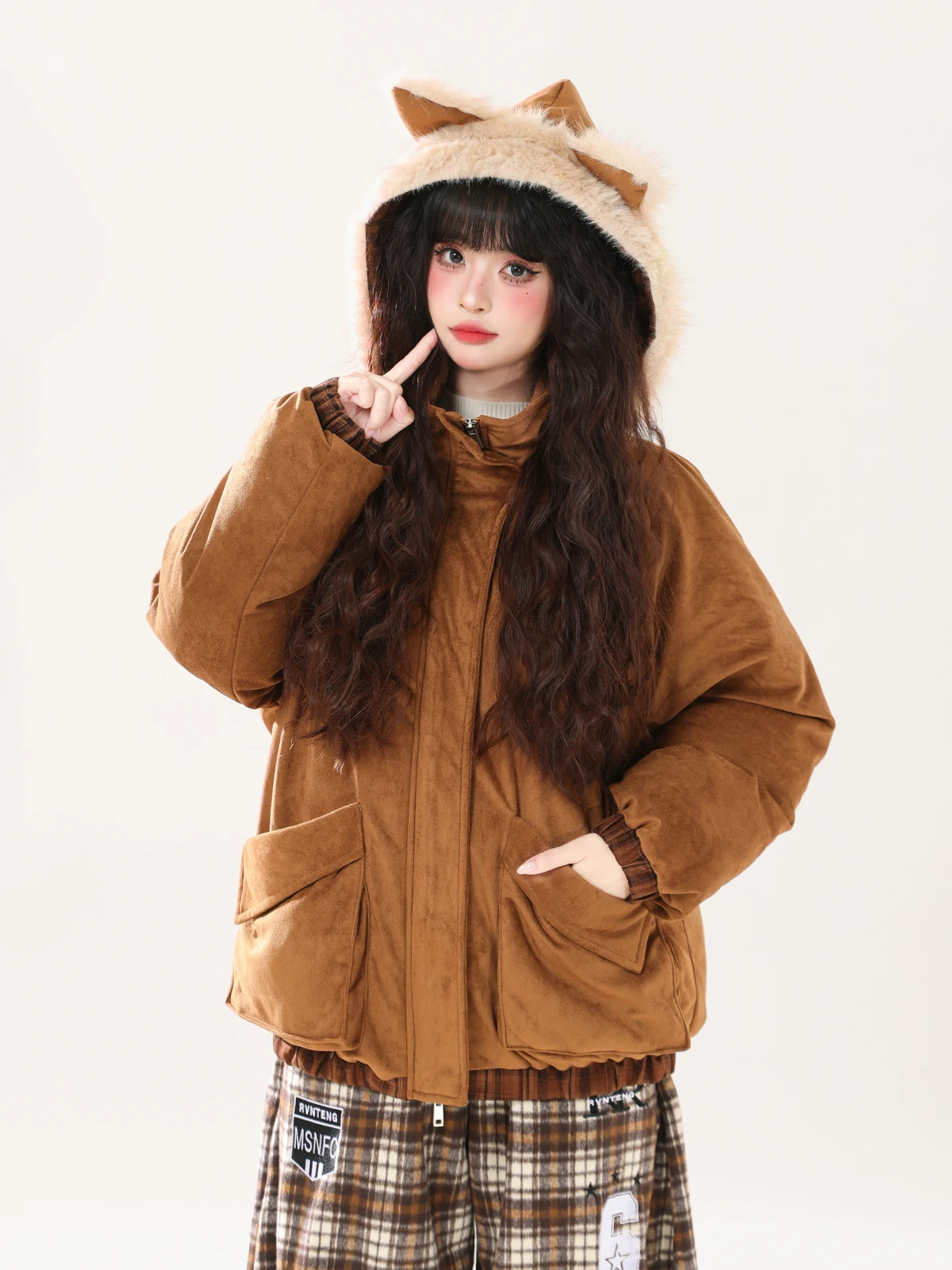 ENJOG Retro Brown Plu Ear Cotton Jaet Women's Thiened Suede Outerwear Winter Warm Small Size Cotton Clothes
ENJOG Retro Brown Plu Ear Cotton Jaet Women's Thiened Suede Outerwear Winter Warm Small Size Cotton Clothes