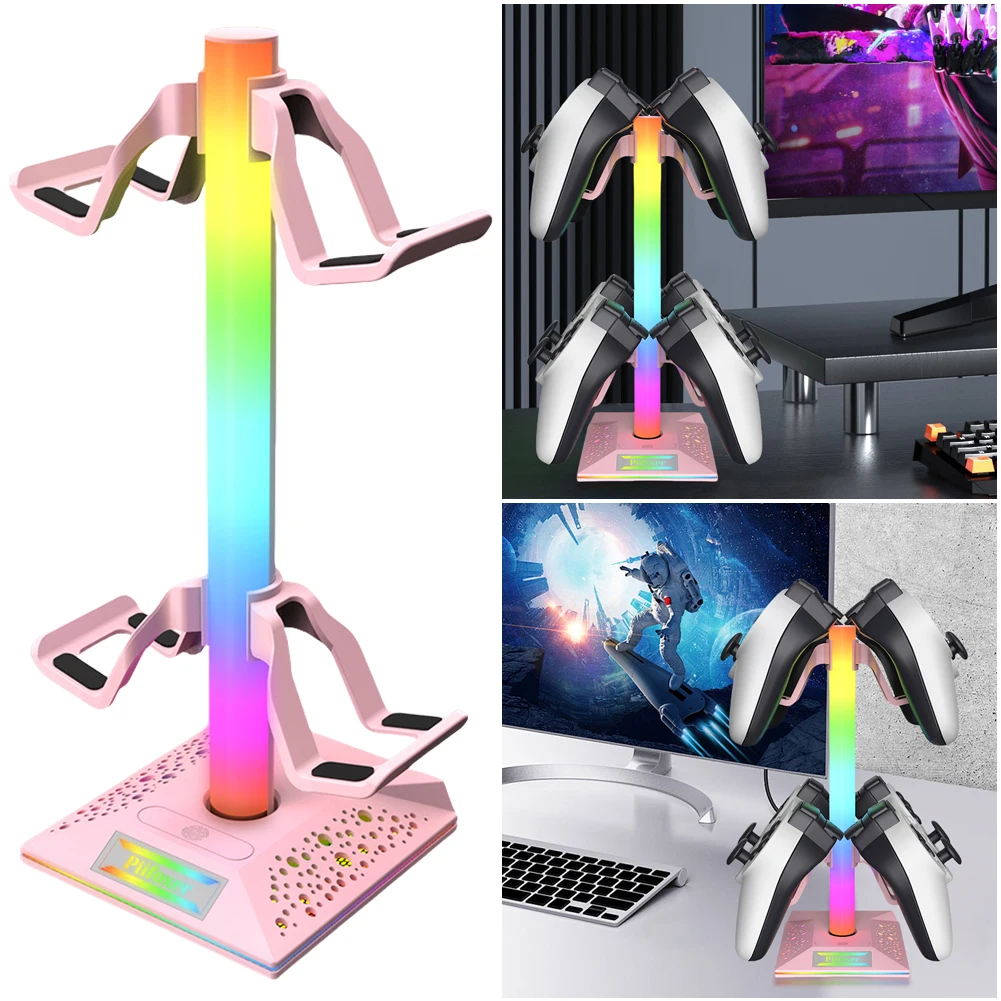 RGB Game Controller Holder with 2 USB2.0 Ports Gaming Headphones Stand Controller Stand for PS5 Gaming Accessories
RGB Game Controller Holder with 2 USB2.0 Ports Gaming Headphones Stand Controller Stand for PS5 Gaming Accessories